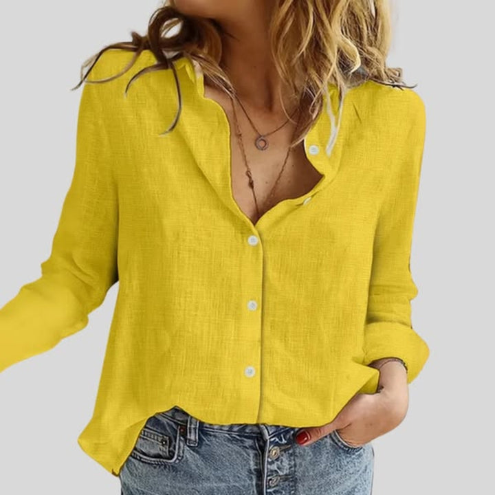 Indy™ | Timeless Linen Blouse with Buttons