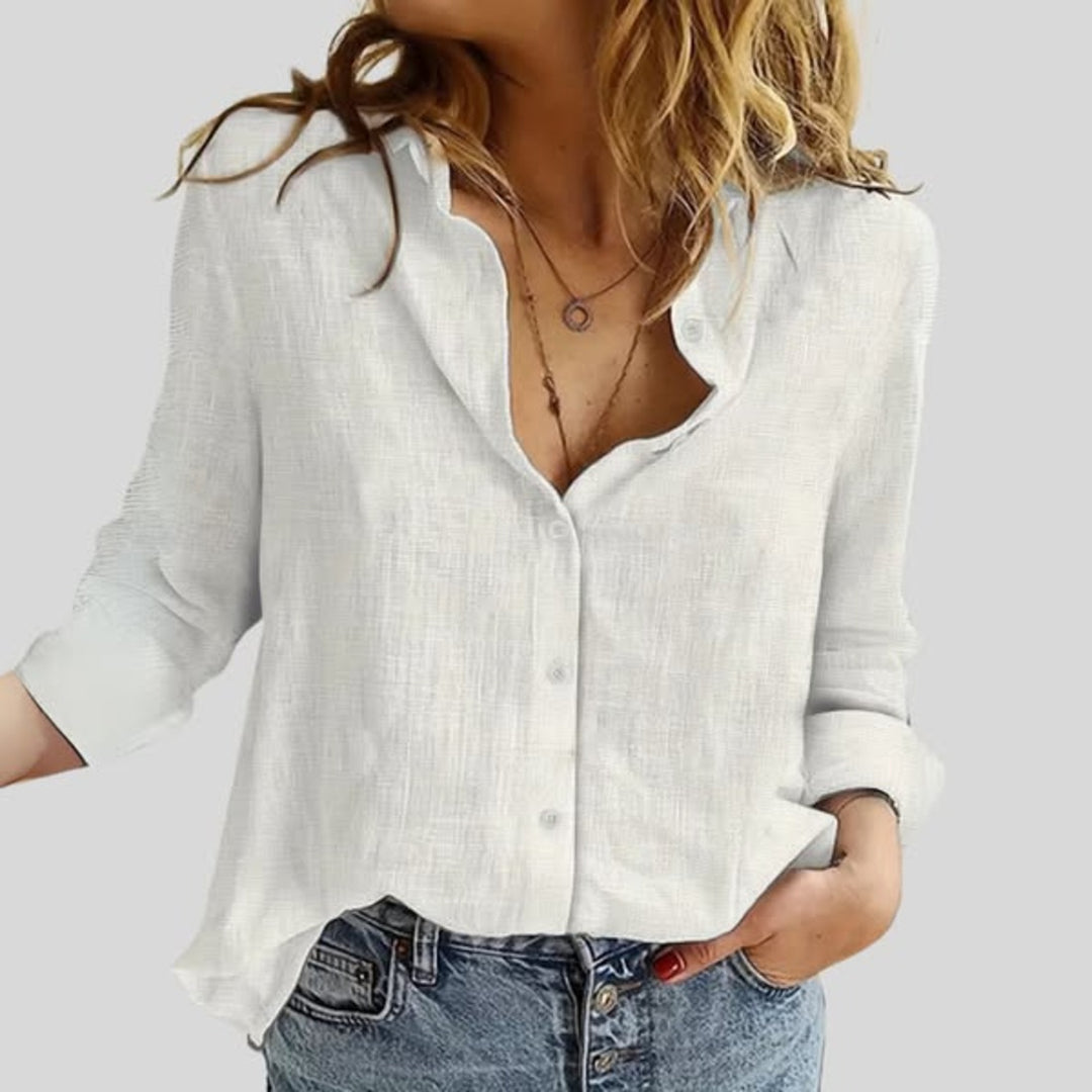 Indy™ | Timeless Linen Blouse with Buttons