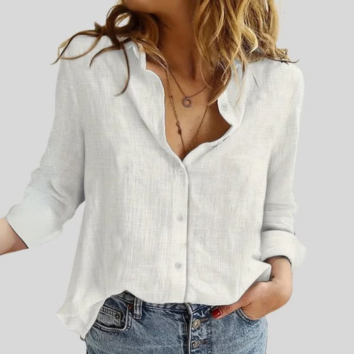 Indy™ | Timeless Linen Blouse with Buttons