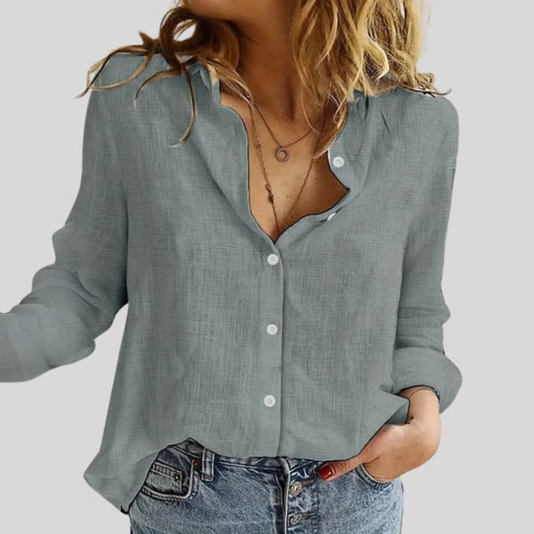 Indy™ | Timeless Linen Blouse with Buttons