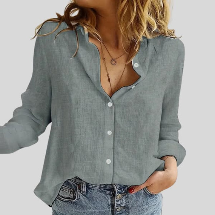 Indy™ | Timeless Linen Blouse with Buttons