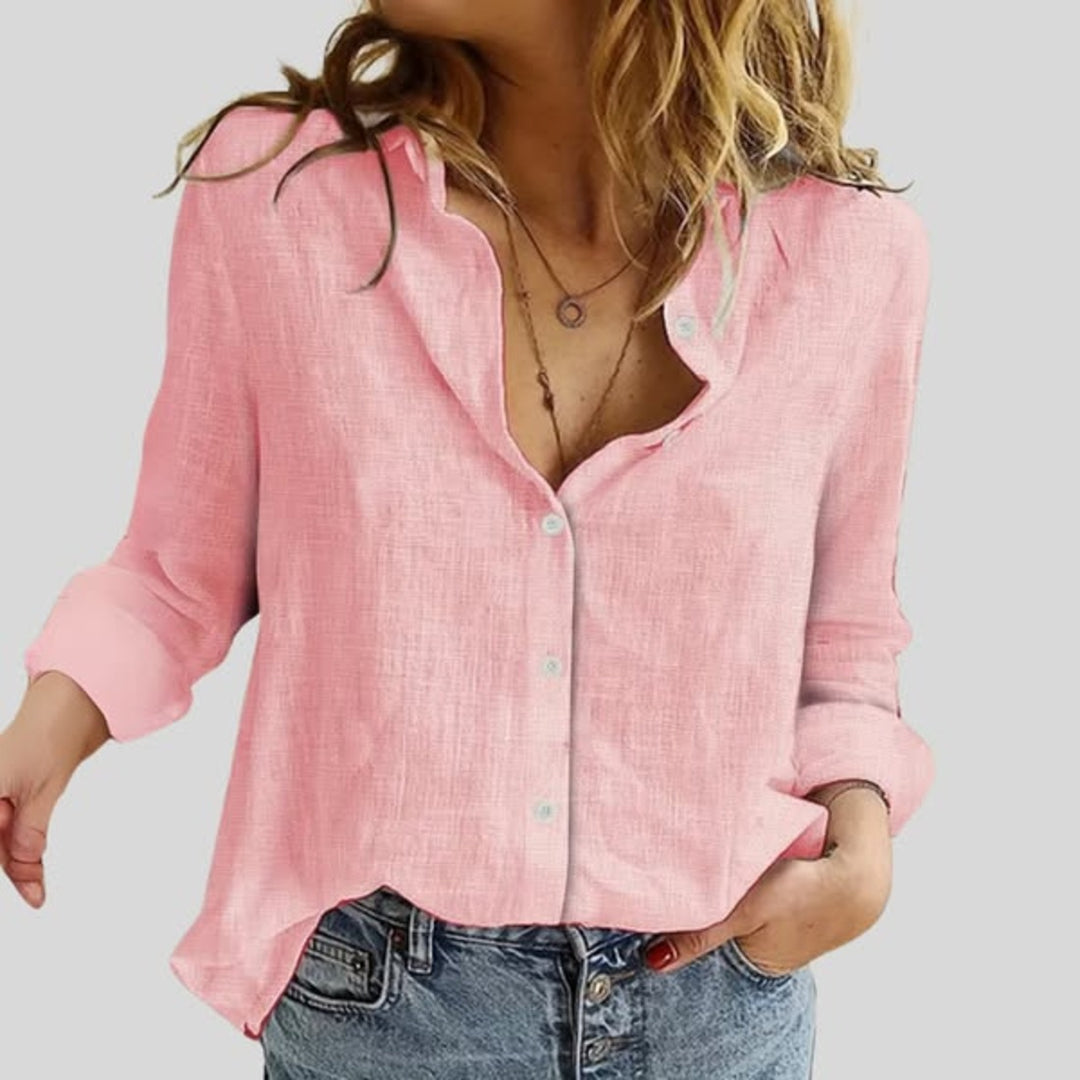 Indy™ | Timeless Linen Blouse with Buttons