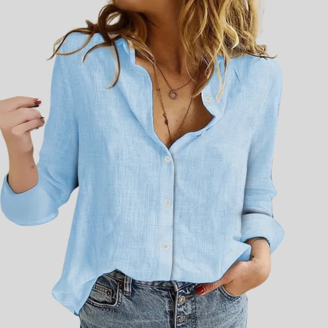 Indy™ | Timeless Linen Blouse with Buttons
